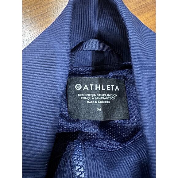 Athleta $139.00 Brooklyn Bomber Jacket Size M Captivate Chrome Blue - Picture 2 of 13